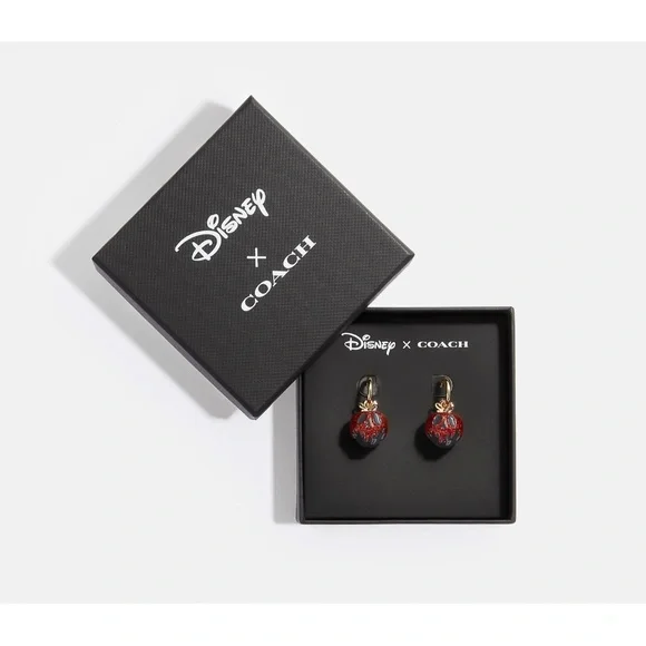 Coach X Disney Villains Snow White Poison Apple Huggie Earrings Red Limited NWT - Picture 1 of 2